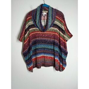 John Paul Richard Cowl Neck Top Women Boho Lagenlook Lightweight Knit Sz M